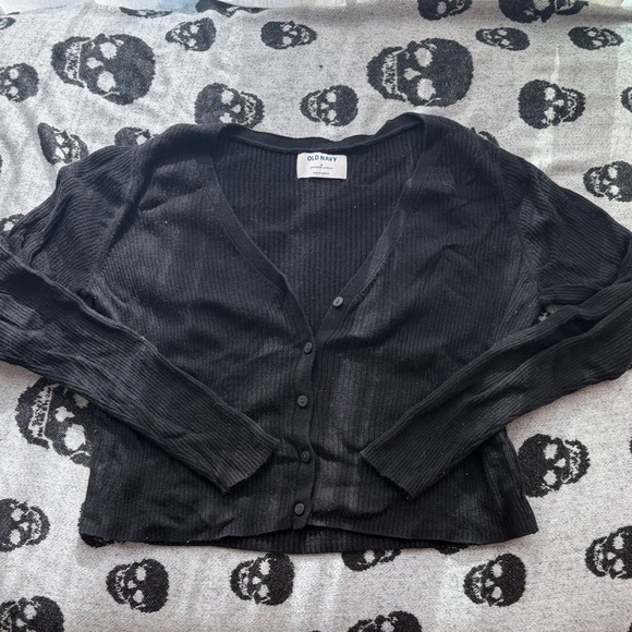 Old Navy Sweaters - Old Navy Black Ribbed V-Neck Button Cardigan